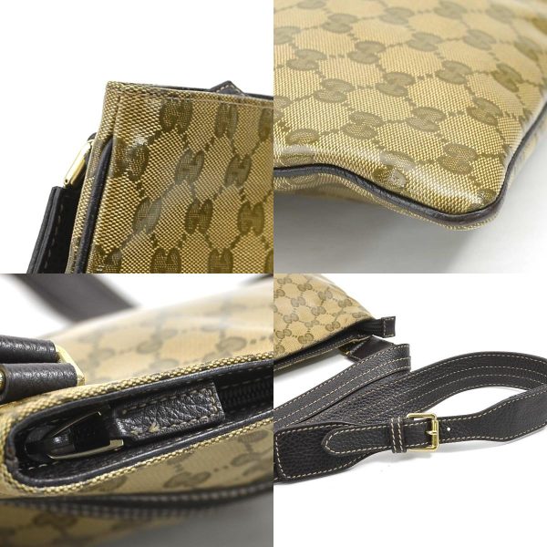 e57738a 5 c Gucci GG Crystal PVC Leather Crossbody Shoulder Bag Brown