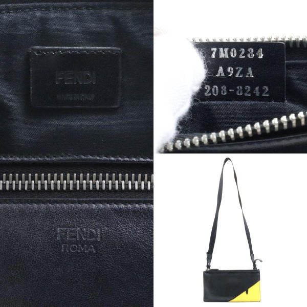 e57766a 13 c Fendi Leather Canvas Shoulder Bag Black