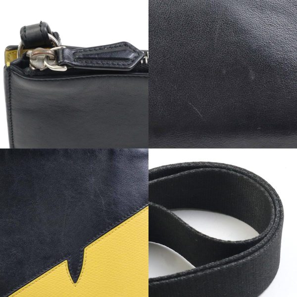 e57766a 9 c Fendi Leather Canvas Shoulder Bag Black