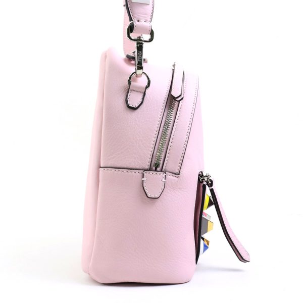 e57770f 1 Fendi Leather Studded Crossbody Shoulder Bag Light Pink Multicolor