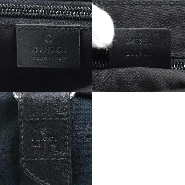 e57860 10 c Gucci GG Canvas Leather Waist Bag Black