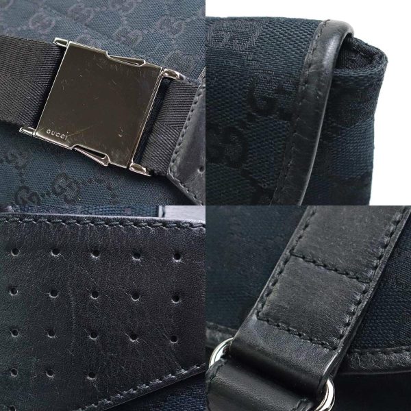 e57860 6 c Gucci GG Canvas Leather Waist Bag Black