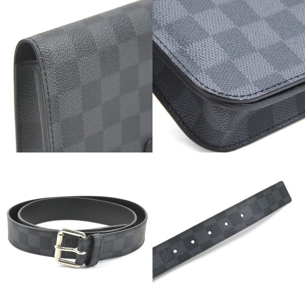 e57884f 6 c Louis Vuitton Damier Graphite Suntulle Pochette Homme Waist Bag Dark Gray Silver