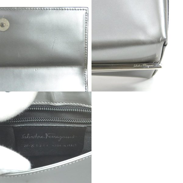 e57947a 10 c Salvatore Ferragamo Shoulder Bag Leather Metal Gray