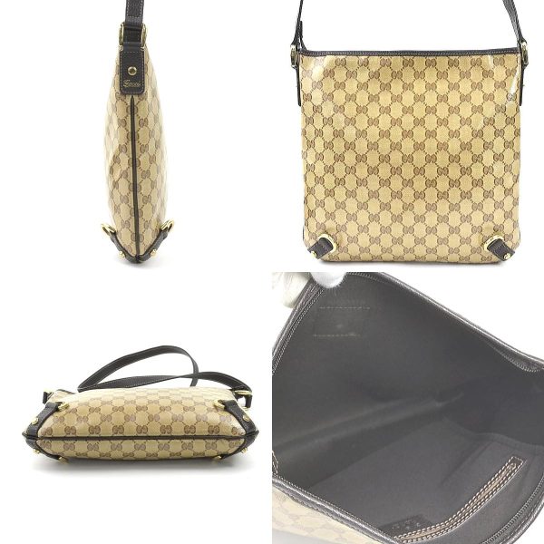 e58006i 1 c Gucci GG Crystal PVC Leather Crossbody Shoulder Bag Brown