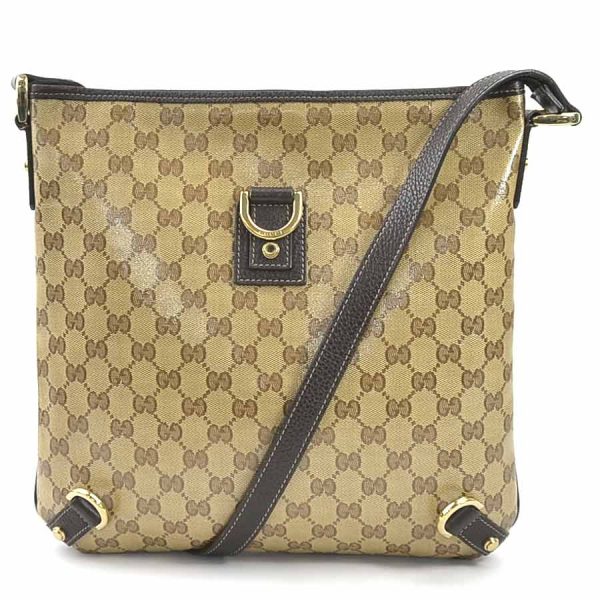 e58006i Gucci GG Crystal PVC Leather Crossbody Shoulder Bag Brown