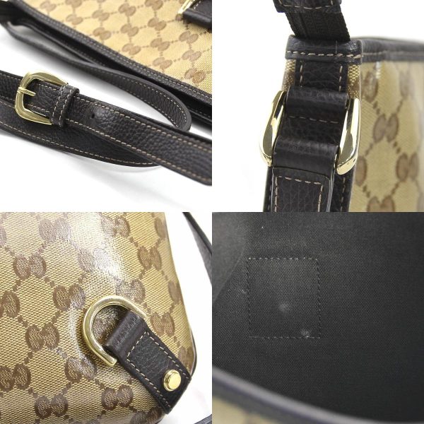 e58006i 9 c Gucci GG Crystal PVC Leather Crossbody Shoulder Bag Brown