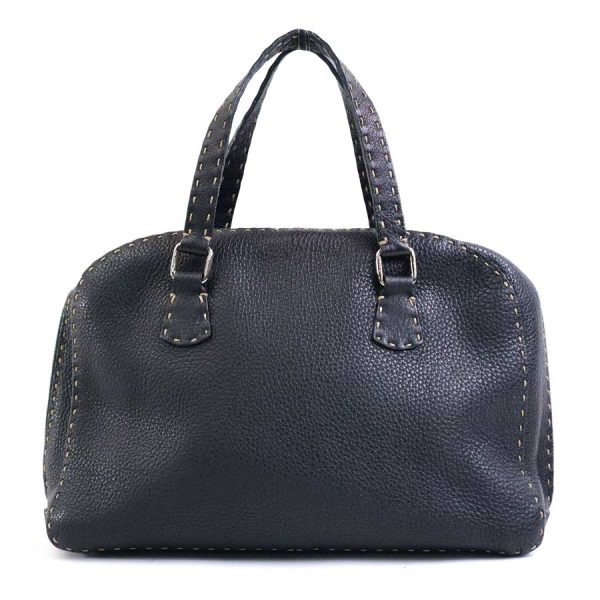 e58008a Fendi Leather Handbag Black Silver