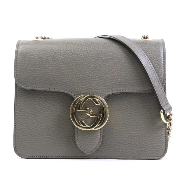 e58037a Gucci Interlocking G Leather Crossbody Shoulder Bag Gray