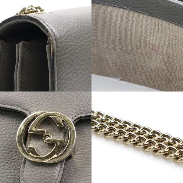 e58037a 6 c Gucci Interlocking G Leather Crossbody Shoulder Bag Gray