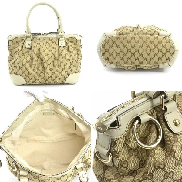 e58072a 2 c Gucci GG Canvas Sookie Canvas Leather Shoulder Bag Beige