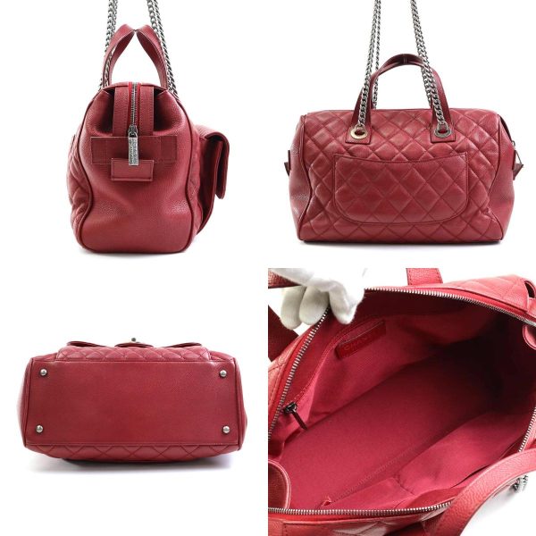 e58102g 1 c Chanel Matelasse Caviar Skin Leather Shoulder Bag Burgundy