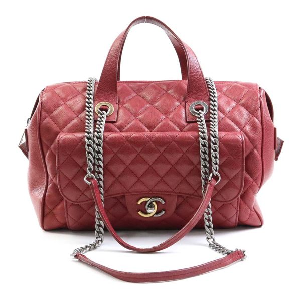 e58102g Chanel Matelasse Caviar Skin Leather Shoulder Bag Burgundy