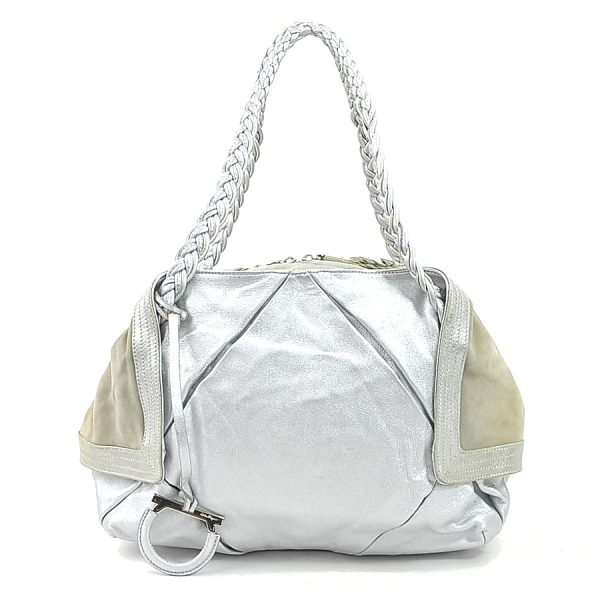 e58243a Salvatore Ferragamo Shoulder Bag Gancini Leather Silver