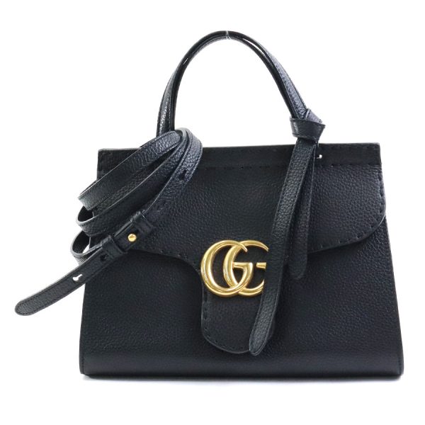 e58248k Gucci GG Marmont Leather Crossbody Shoulder Bag Black