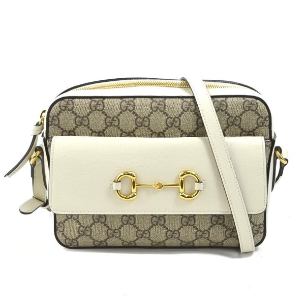 e58325i Gucci GG Supreme PVC Leather Crossbody Shoulder Bag Beige