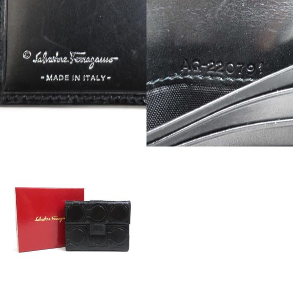 e58429a 7 c Salvatore Ferragamo Bifold Wallet Gancini Leather Black