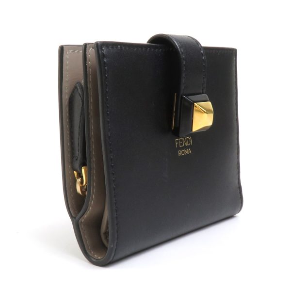 e58529a 1 Fendi Leather Bifold Wallet Black Gold