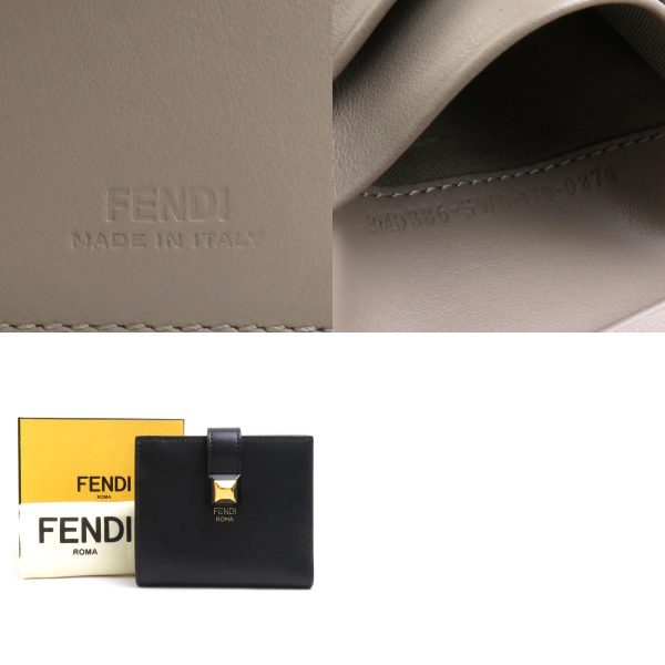 e58529a 10 c Fendi Leather Bifold Wallet Black Gold