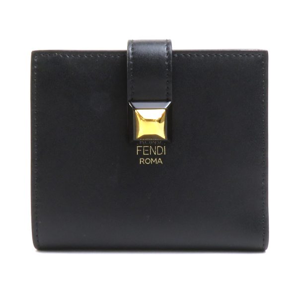 e58529a Fendi Leather Bifold Wallet Black Gold