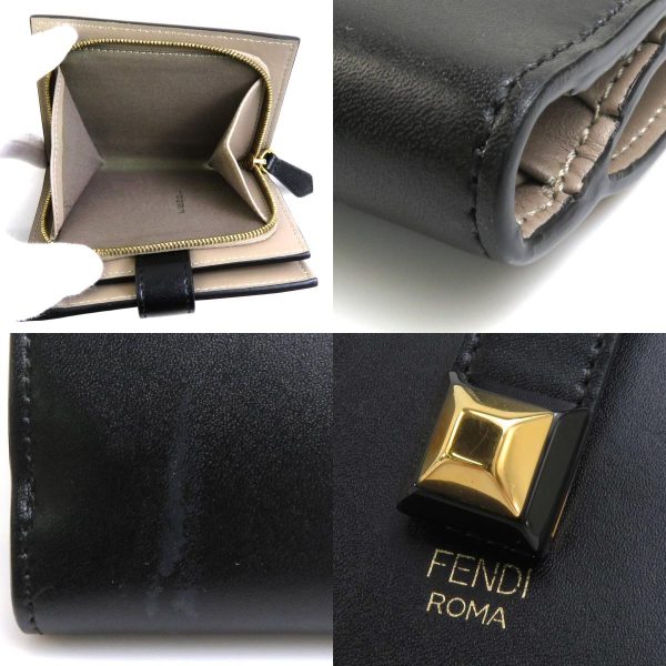 e58529a 6 c Fendi Leather Bifold Wallet Black Gold