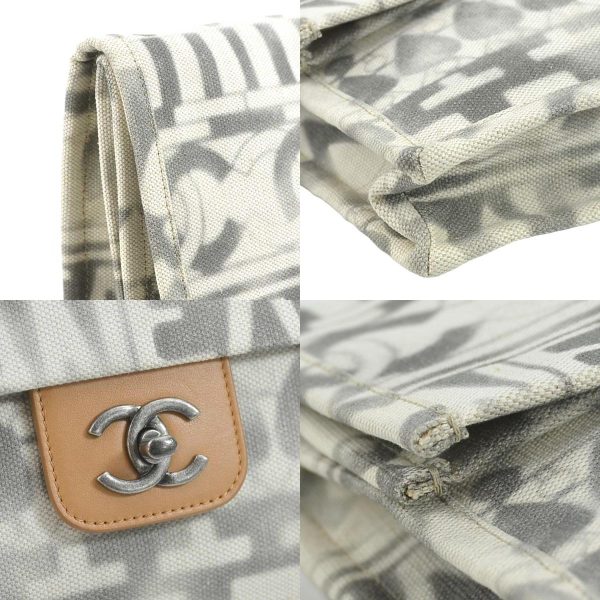 e58542g 5 c Chanel Canvas Clutch Bag Off White