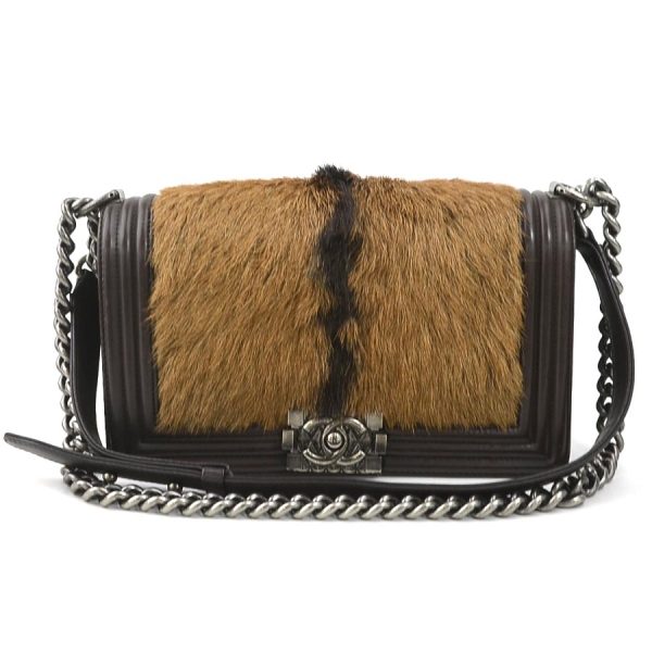 e58585a Chanel Boy Chanel Leather Goat Hair Shoulder Bag Brown