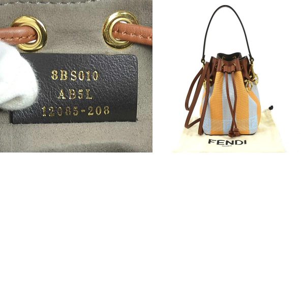 e58647f 13 c Fendi Canvas Leather Mini Mon Tresor Shoulder Bag Yellow Light Blue Gold