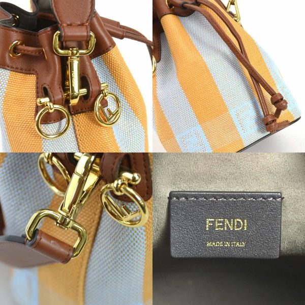 e58647f 9 c Fendi Canvas Leather Mini Mon Tresor Shoulder Bag Yellow Light Blue Gold