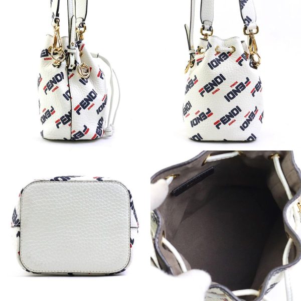 e58700g 1 c Fendi Leather Metal Crossbody Shoulder Bag White