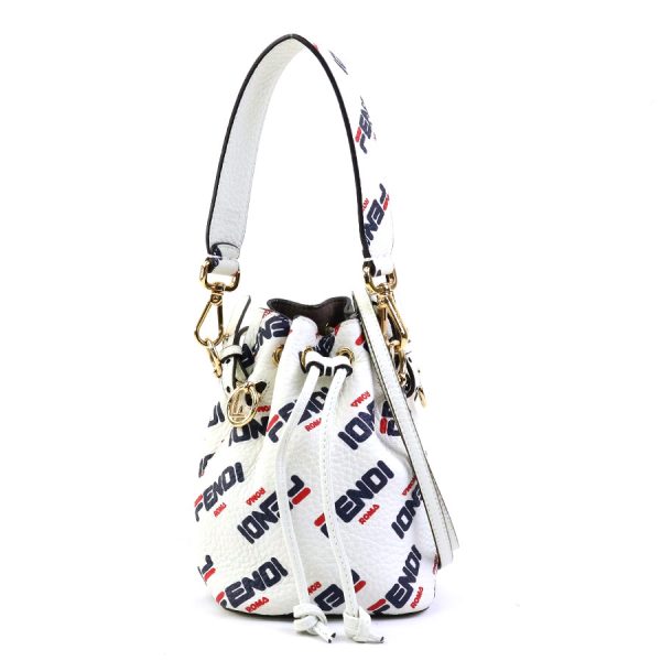 e58700g Fendi Leather Metal Crossbody Shoulder Bag White