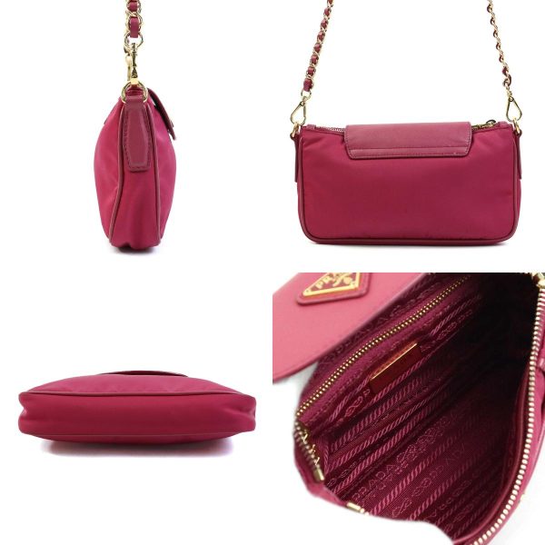 e58762k 1 c Prada Nylon Leather Crossbody Shoulder Bag Magenta