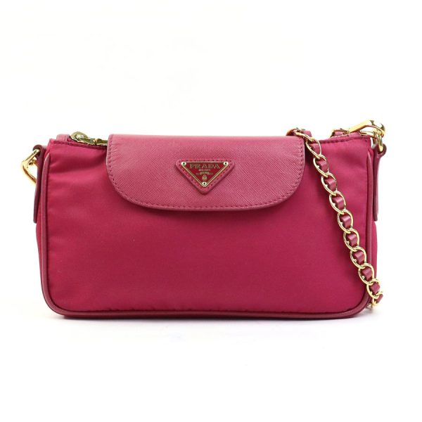 e58762k Prada Nylon Leather Crossbody Shoulder Bag Magenta