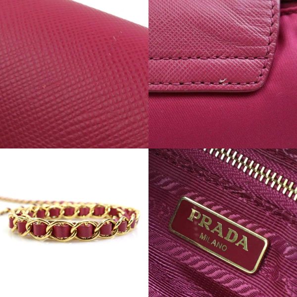 e58762k 9 c Prada Nylon Leather Crossbody Shoulder Bag Magenta