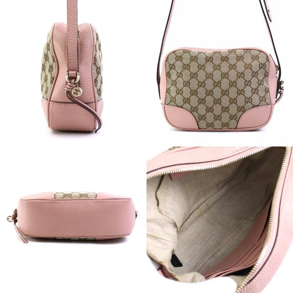 e58778j 1 c Gucci GG Canvas Leather Crossbody Shoulder Bag Beige