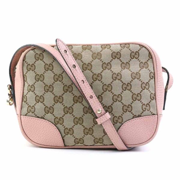 e58778j Gucci GG Canvas Leather Crossbody Shoulder Bag Beige