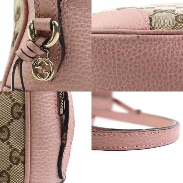 e58778j 9 c Gucci GG Canvas Leather Crossbody Shoulder Bag Beige