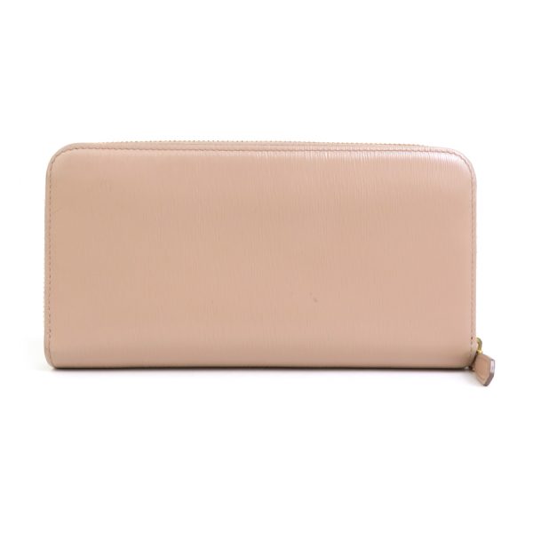 e58792a 1 Prada Leather Round Zipper Long Wallet Beige