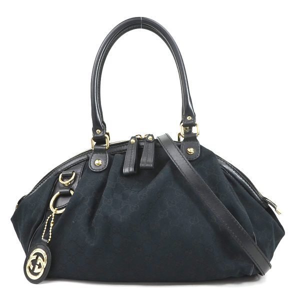 e58803a Gucci GG Canvas Leather Shoulder Bag Black