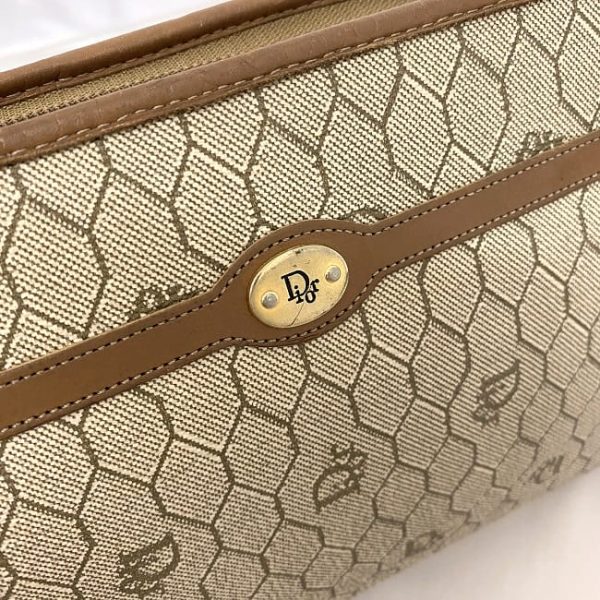 ec 19025 9 Christian Dior Clutch Bag Leather Beige Brown