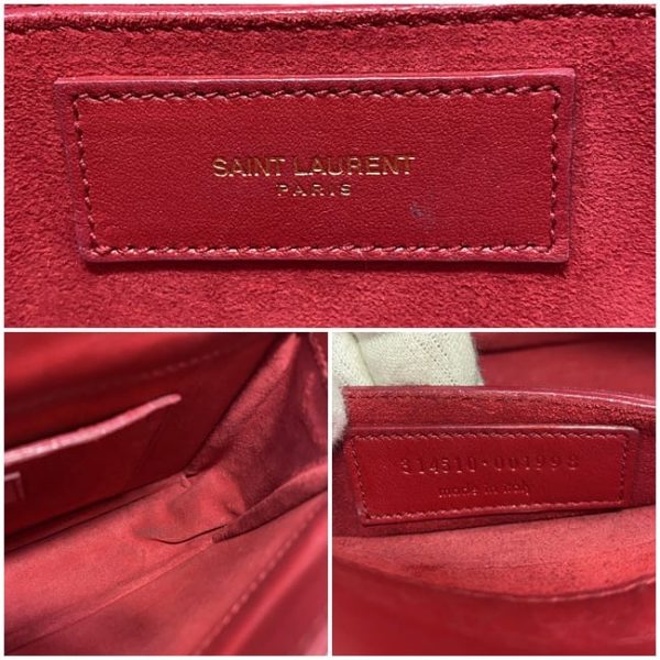 ec 19113 10 Saint Laurent Chain Leather Shoulder Bag Red