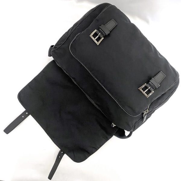 ec 19169 7 Prada Shoulder Tesuto Messenger Bag Leather Black