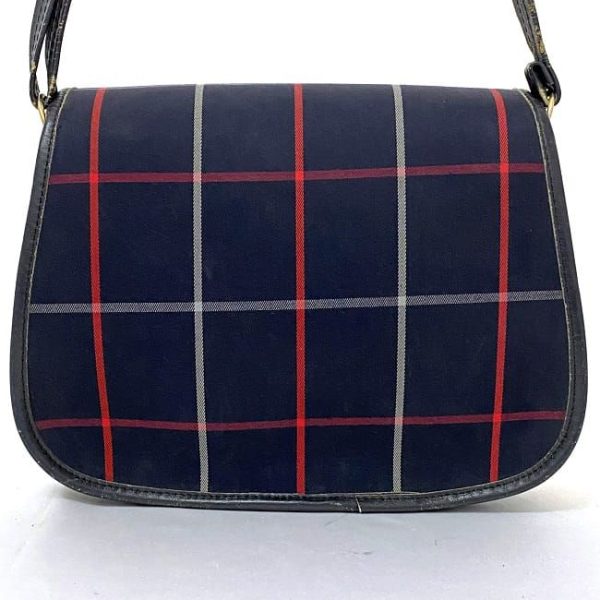 ec 19515 3 Burberry Nova Check Flap Leather Shoulder Bag Navy