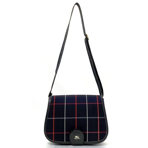 ec 19515 4 Burberry Nova Check Flap Leather Shoulder Bag Navy