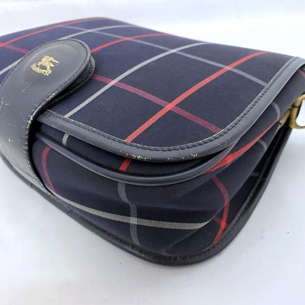 ec 19515 5 Burberry Nova Check Flap Leather Shoulder Bag Navy