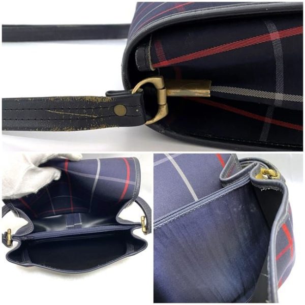 ec 19515 9 Burberry Nova Check Flap Leather Shoulder Bag Navy