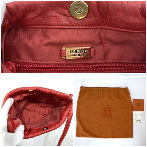 ec 19864 10 Loewe Drawstring Leather Shoulder Bag Red