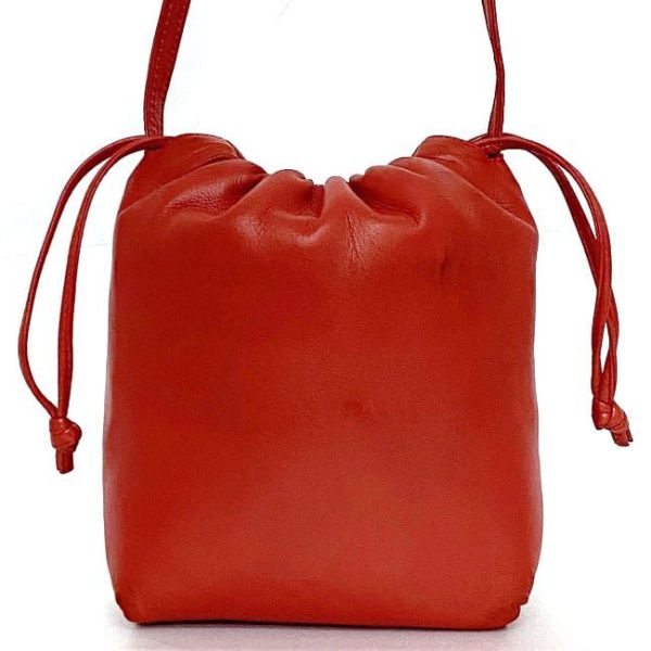 ec 19864 4 Loewe Drawstring Leather Shoulder Bag Red