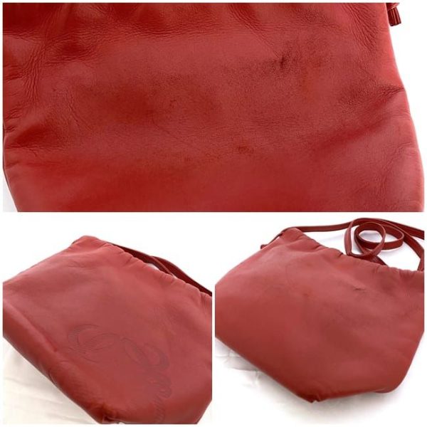 ec 19864 9 Loewe Drawstring Leather Shoulder Bag Red