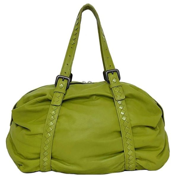 ec 20084 1 Bottega Veneta Intrecciato Leather Boston Bag Green